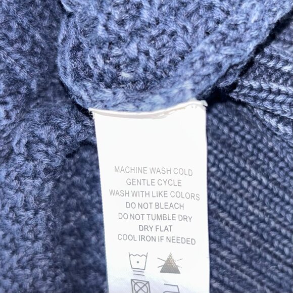Carbon 2 Cobalt Sweater Size L Stavenger Blue Full Zip Cable Knit Linen Cotton - Picture 11 of 13